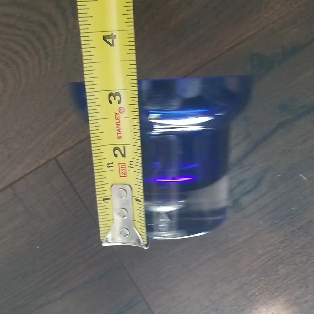 Krosno vintage blown cobalt blue glass candle holder controlled bubble.